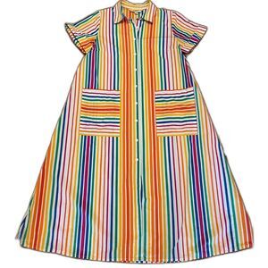 Christopher John Rogers x Target Vibrant Multicolor Stripe Shirt Dress Size 8